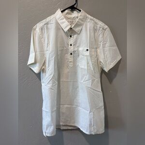 Guess White Slim Fit Short Sleeve Quarter Button Up